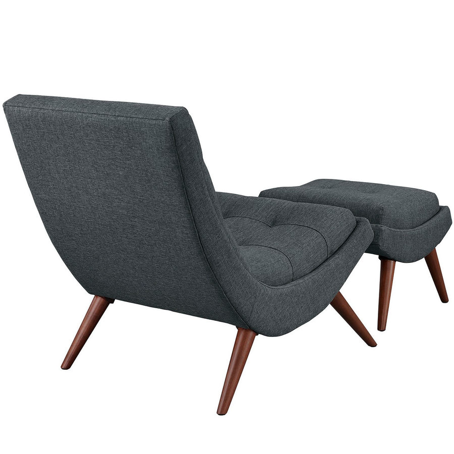 Kenmare Upholstered Fabric Lounge Chair Set in Gray