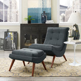 Kenmare Upholstered Fabric Lounge Chair Set in Gray