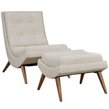 Kenmare Upholstered Fabric Lounge Chair Set in Sand