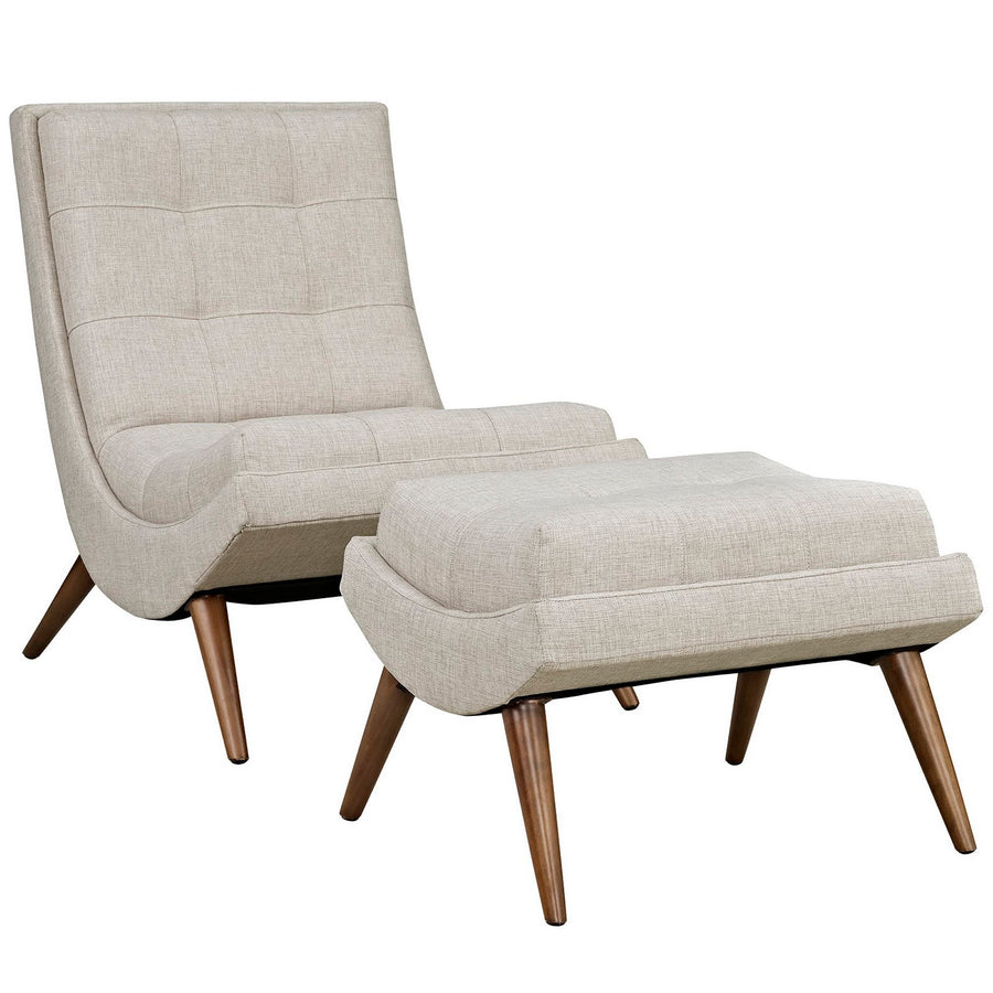 Kenmare Upholstered Fabric Lounge Chair Set in Sand