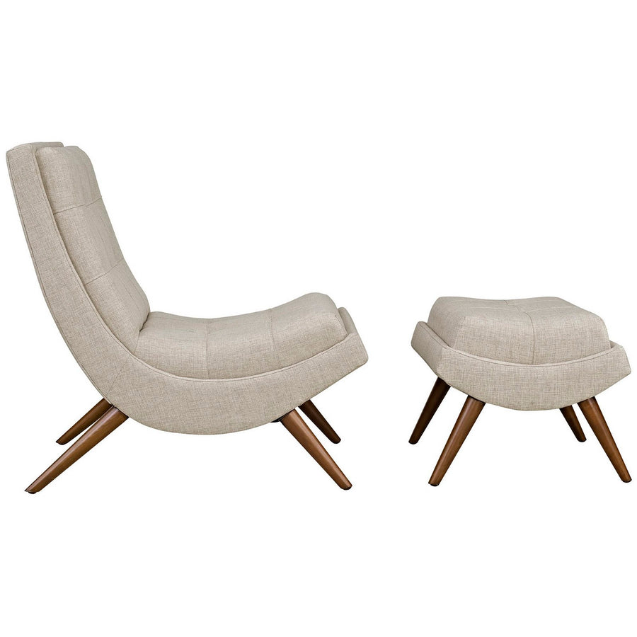 Kenmare Upholstered Fabric Lounge Chair Set in Sand