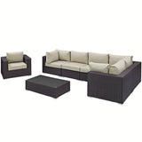 Sienna 7 Piece Outdoor Patio Sectional Set in Espresso Beige