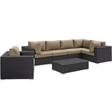 Sienna 7 Piece Outdoor Patio Sectional Set in Espresso Mocha
