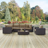 Sienna 7 Piece Outdoor Patio Sectional Set in Espresso Mocha