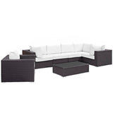 Sienna 7 Piece Outdoor Patio Sectional Set in Espresso White