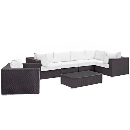 Convene 7 Piece Outdoor Patio Sectional Set in Espresso White