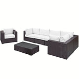 Sienna 7 Piece Outdoor Patio Sectional Set in Espresso White