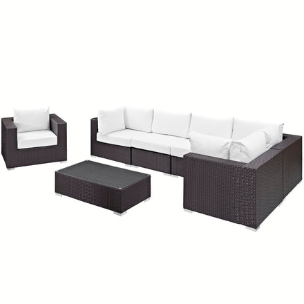 Convene 7 Piece Outdoor Patio Sectional Set in Espresso White