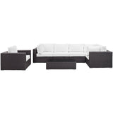 Sienna 7 Piece Outdoor Patio Sectional Set in Espresso White