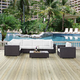 Sienna 7 Piece Outdoor Patio Sectional Set in Espresso White