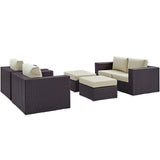 Sienna 5 Piece Outdoor Patio Sofa Set in Espresso Beige