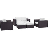 Sienna 5 Piece Outdoor Patio Sofa Set in Espresso White