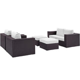 Sienna 5 Piece Outdoor Patio Sofa Set in Espresso White