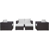 Sienna 5 Piece Outdoor Patio Sofa Set in Espresso White
