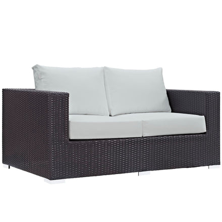 Convene 5 Piece Outdoor Patio Sofa Set in Espresso White