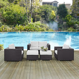 Sienna 5 Piece Outdoor Patio Sofa Set in Espresso White
