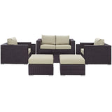 Sienna 8 Piece Outdoor Patio Sofa Set in Espresso Beige