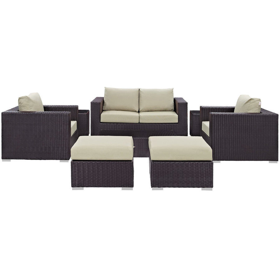 Sienna 8 Piece Outdoor Patio Sofa Set in Espresso Beige