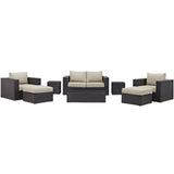 Sienna 8 Piece Outdoor Patio Sofa Set in Espresso Beige