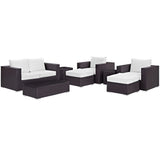 Sienna 8 Piece Outdoor Patio Sofa Set in Espresso White
