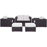 Sienna 8 Piece Outdoor Patio Sofa Set in Espresso White