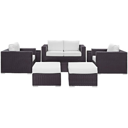 Convene 8 Piece Outdoor Patio Sofa Set in Espresso White