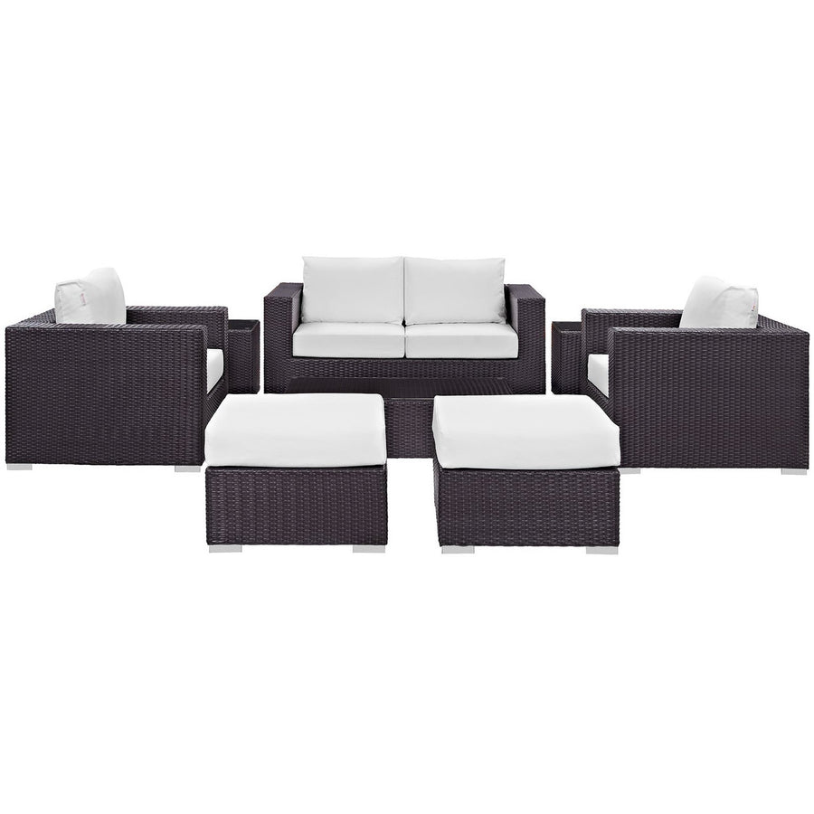 Sienna 8 Piece Outdoor Patio Sofa Set in Espresso White