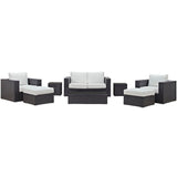Sienna 8 Piece Outdoor Patio Sofa Set in Espresso White