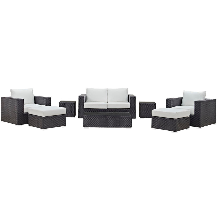Sienna 8 Piece Outdoor Patio Sofa Set in Espresso White