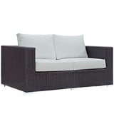 Sienna 8 Piece Outdoor Patio Sofa Set in Espresso White
