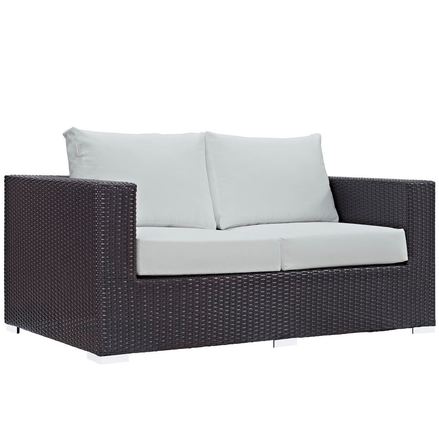 Sienna 8 Piece Outdoor Patio Sofa Set in Espresso White