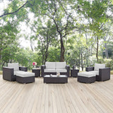 Sienna 8 Piece Outdoor Patio Sofa Set in Espresso White