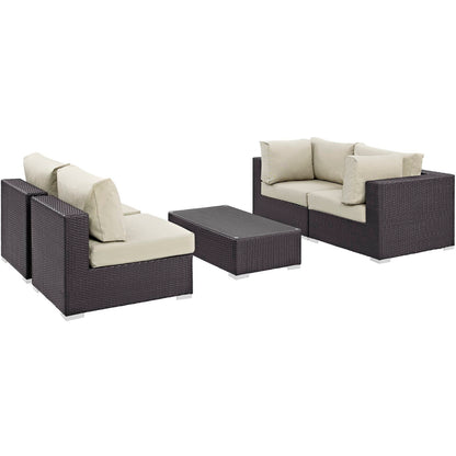 Convene 5 Piece Outdoor Patio Sectional Set by Furniture For America