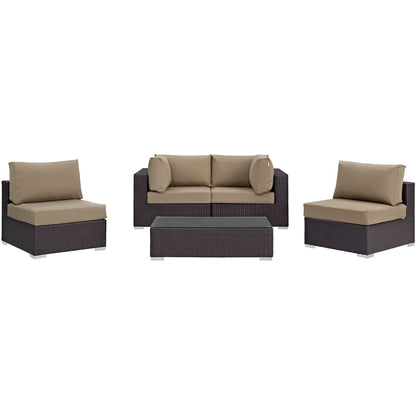 Convene 5 Piece Outdoor Patio Sectional Set by Furniture For America