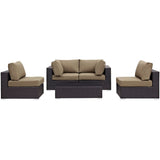 Sienna 5 Piece Outdoor Patio Sectional Set in Espresso Mocha