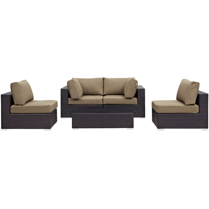 Convene 5 Piece Outdoor Patio Sectional Set by Furniture For America