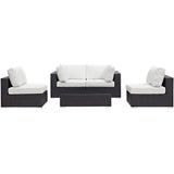 Sienna 5 Piece Outdoor Patio Sectional Set in Espresso White