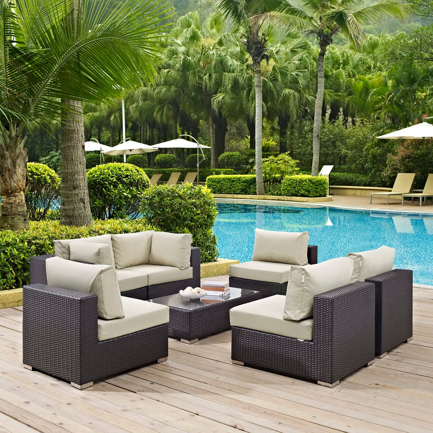 Convene 7 Piece Outdoor Patio Sectional Set by Furniture For America