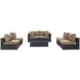 Sienna 7 Piece Outdoor Patio Sectional Set in Espresso Mocha