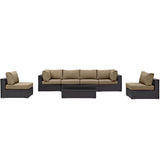 Sienna 7 Piece Outdoor Patio Sectional Set in Espresso Mocha
