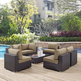 Sienna 7 Piece Outdoor Patio Sectional Set in Espresso Mocha