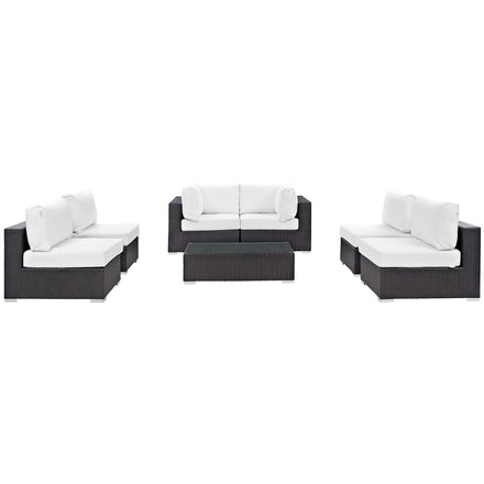 Convene 7 Piece Outdoor Patio Sectional Set in Espresso White