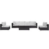 Sienna 7 Piece Outdoor Patio Sectional Set in Espresso White