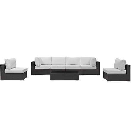 Convene 7 Piece Outdoor Patio Sectional Set in Espresso White