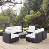 Sienna 7 Piece Outdoor Patio Sectional Set in Espresso White
