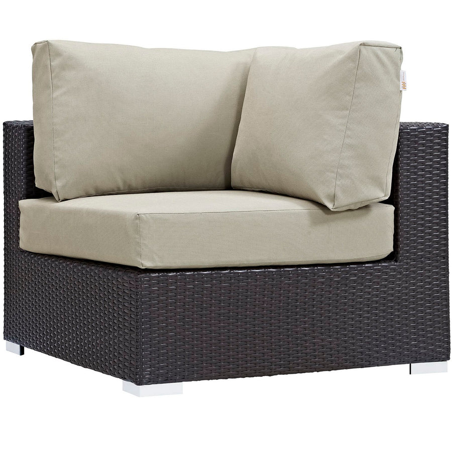 Sienna 10 Piece Outdoor Patio Sectional Set in Espresso Beige