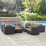 Sienna 10 Piece Outdoor Patio Sectional Set in Espresso Mocha