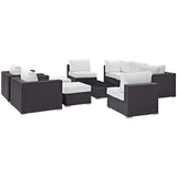 Sienna 10 Piece Outdoor Patio Sectional Set in Espresso White