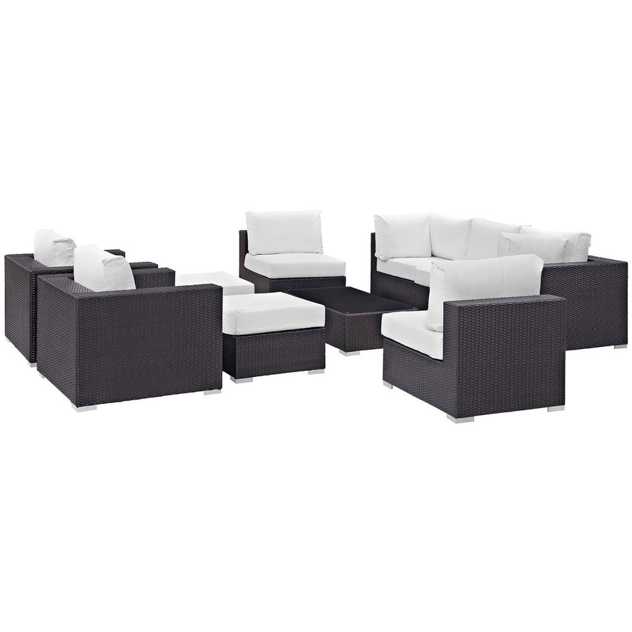 Sienna 10 Piece Outdoor Patio Sectional Set in Espresso White