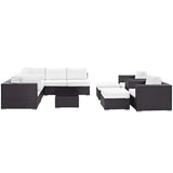 Sienna 10 Piece Outdoor Patio Sectional Set in Espresso White